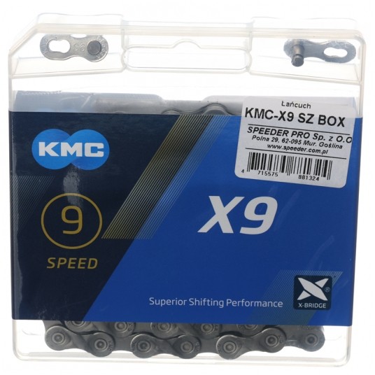 Łańcuch KMC X9 1/2"x11/128";114og.;9b;SZARY;BOX -zdjęcie numer 2