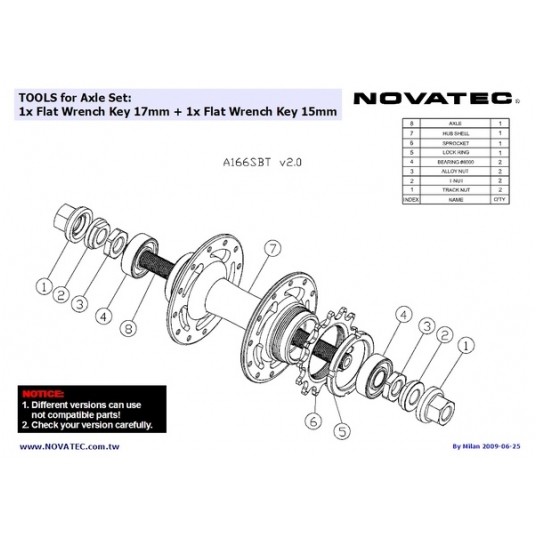 Piasta tył NT-A166SBT M10;2SB;Fix16T/17T;36H CZ -zdjęcie numer 2
