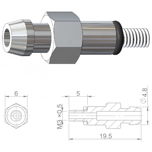 Śruba d/odpow. HBP39 Miedź;M3x0.5;d/Hope -zdjęcie numer 1