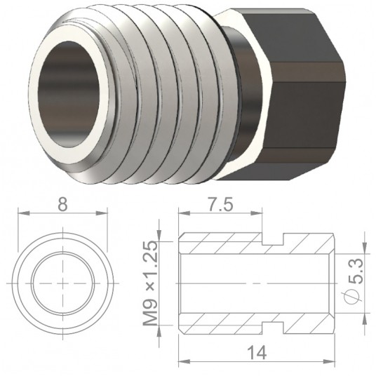 Śruba przew.hydr. HBP02 Alu;M9x1.25;CZ -zdjęcie numer 2