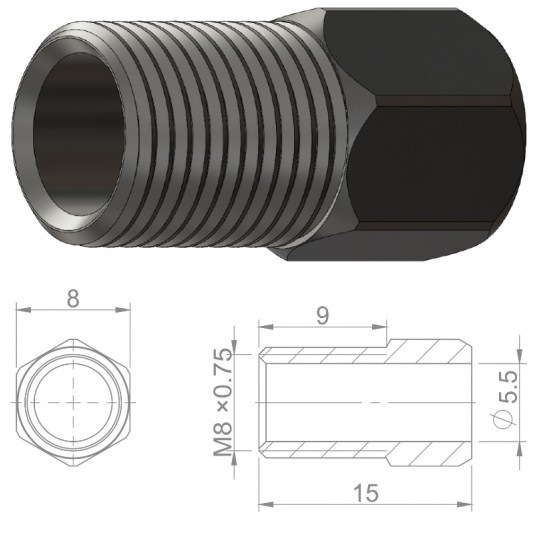 Śruba przew.hydr. HBP21 Stal;M8x0.75;d/Hayes;8szt -zdjęcie numer 1