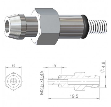 Śruba d/odpow. HBP38 Miedź;M2.5x0.45;d/Hayes