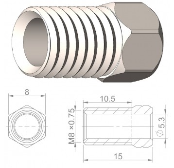 Śruba przew.hydr. HBP19 Nierdz.;M8x0.75;d/Avid